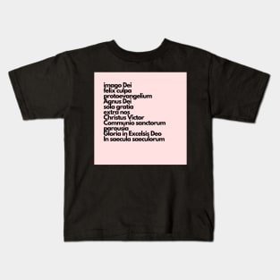 latin summary of the faith, pink Kids T-Shirt